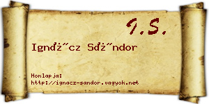 Ignácz Sándor névjegykártya